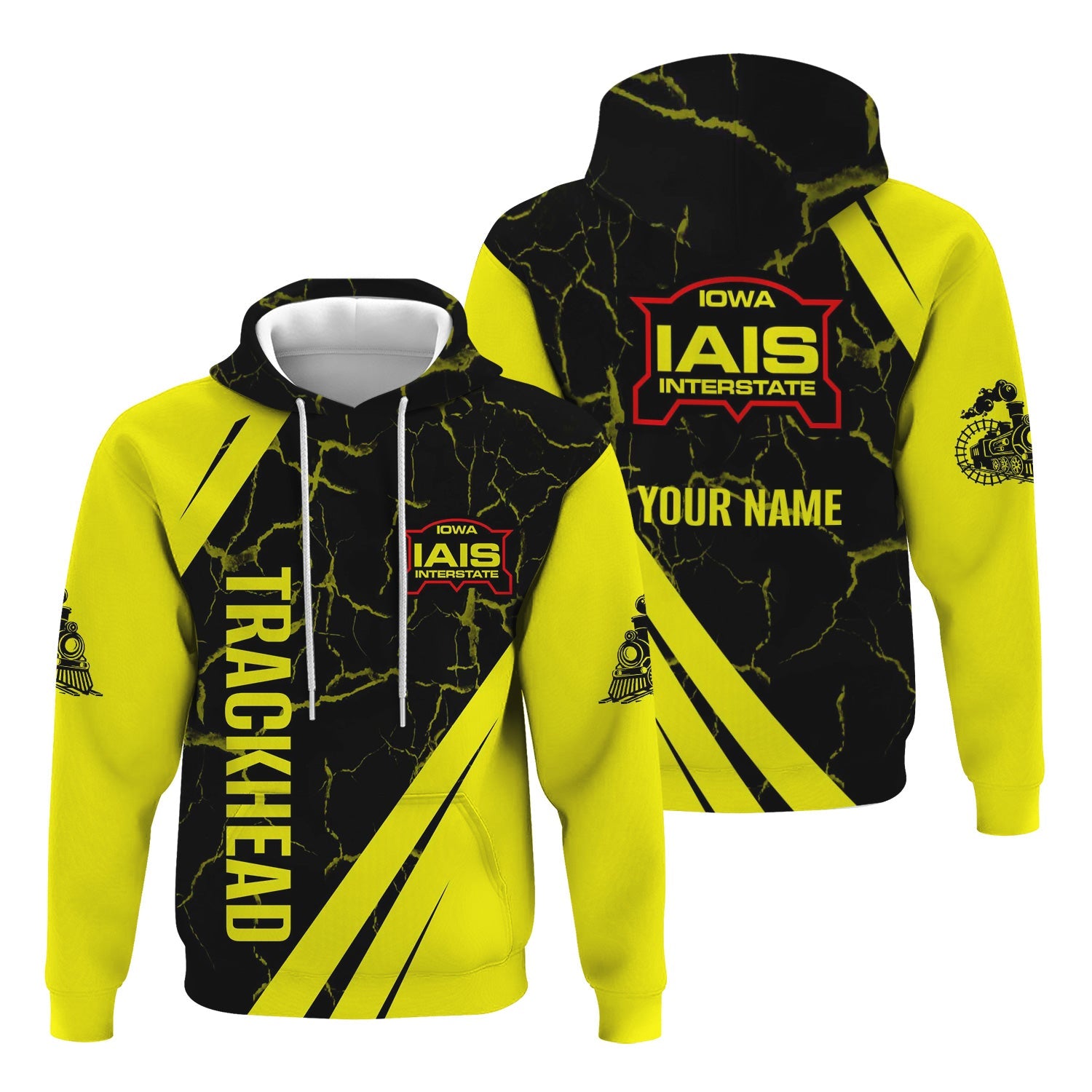 Railspirit Personalized Iowa Interstate Railroad Hoodie Crackle Texture Style IAIS Train Zip Up Hoodie For Trackhead