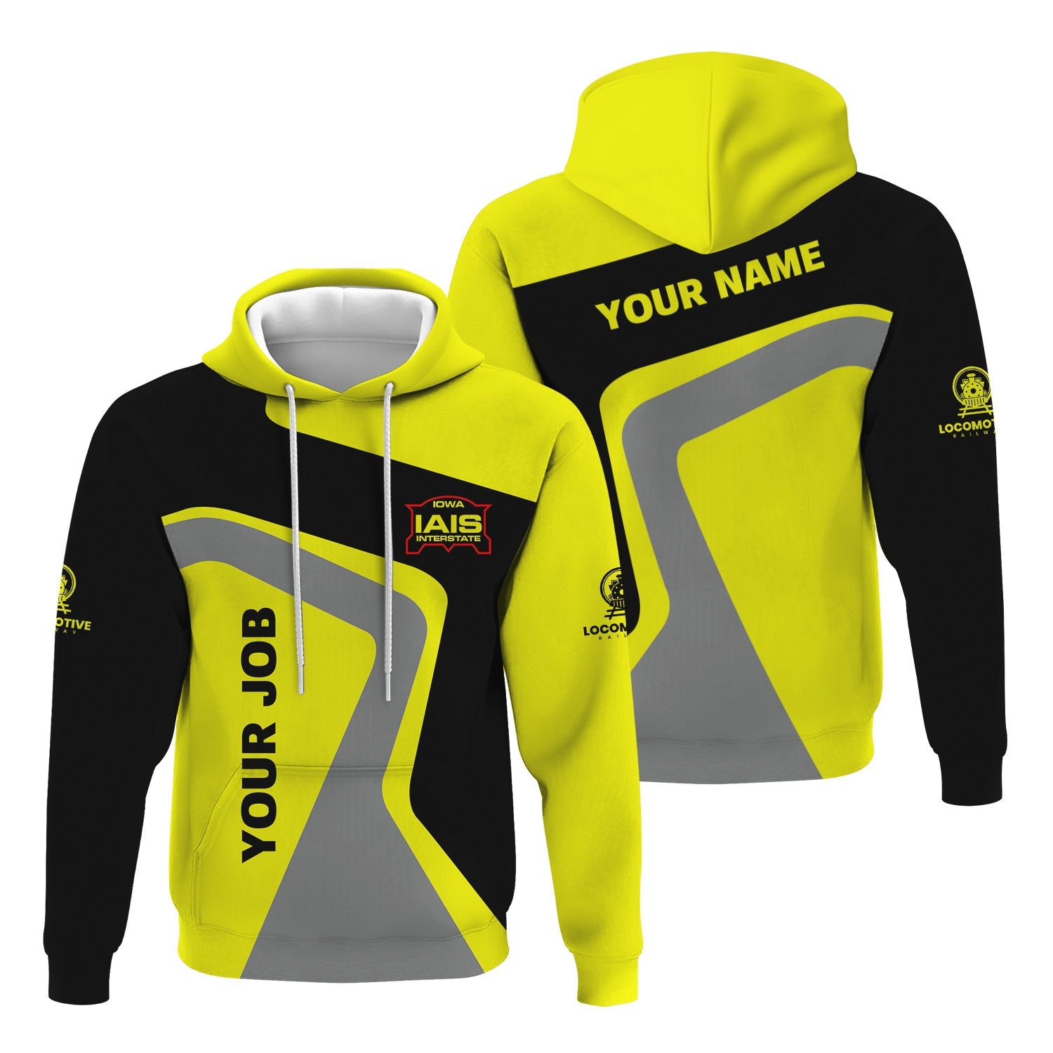 Railspirit Personalized Iowa Interstate Railroad Hoodie Unique Design with Custom Job Position IAIS Train Zip Up Hoodie