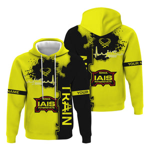 Railspirit Personalized Iowa Interstate Railroad Hoodie Engine Heartbeat and Track Love Style IAIS Zip Up Hoodie Gift Idea For Train Lovers