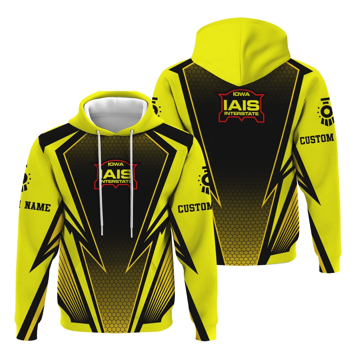 Railspirit Personalized Iowa Interstate Railroad Hoodie Lightning Graphic Style IAIS Zip Up Hoodie Gift Idea For Train Lover