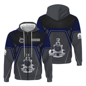 Railspirit Personalized Jersey Central Railroad Hoodie Steam Locomotive Engine Graphic CNJ Train Zip Up Hoodie All Over Print