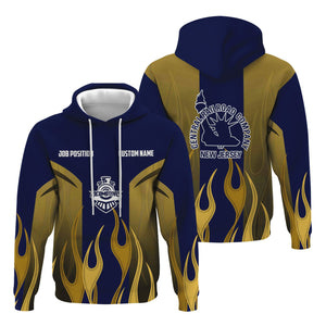 Railspirit Custom Name and Job Title Jersey Central Railroad Hoodie Flame Graphic CNJ Train Zip Up Hoodie 