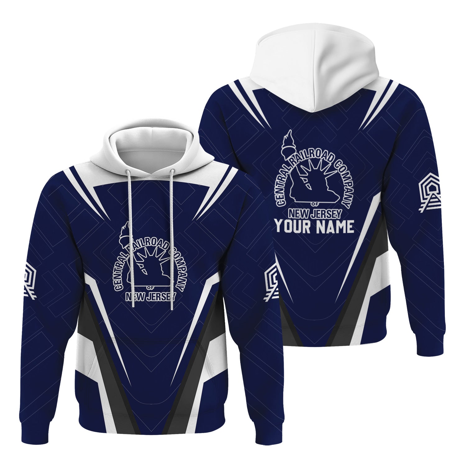 Railspirit Personalized Jersey Central Railroad Hoodie Railway Inspired Apparel CNJ Train Zip Up Hoodie For Train Lovers