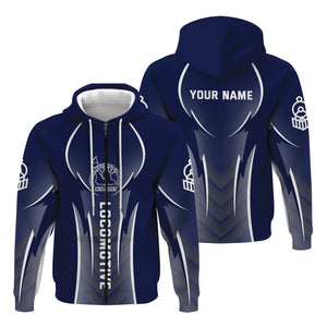 Railspirit Personalized Jersey Central Railroad Hoodie Striking Line Style CNJ Train Zip Up Hoodie For Locomotive Lovers