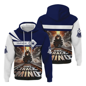 Railspirit Personalized CNJ Jersey Central Railroad Hoodie One Track Mind Train Printed ZIp Up Hoodie