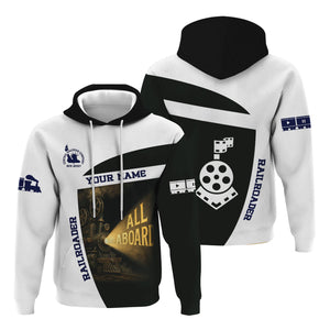 Railspirit Personalized CNJ Jersey Central Railroad Hoodie All Aboard Steam Train Movie Projector Style Zip Up Hoodie
