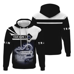 Railspirit Custom Name CNJ Jersey Central Railroad Hoodie American Train Ticket Printed Zip Hoodie