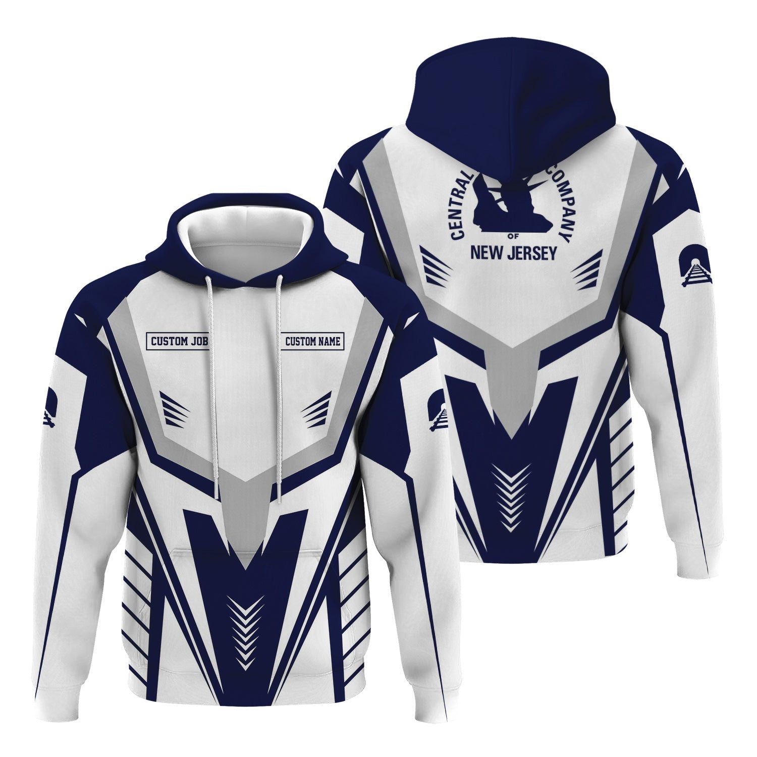 Railspirit Personalized Jersey Central Railroad Hoodie Workwear-Inspired with Custom Position CNJ Train Zip Up Hoodie