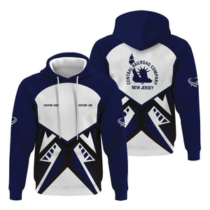 Railspirit Personalized Jersey Central Railroad Hoodie Vibriant Style with Custom Position CNJ Train Zip Up Hoodie