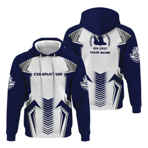 Railspirit Personalized Jersey Central Railroad Hoodie Standout Style with Custom Position CNJ Train Zip Up Hoodie