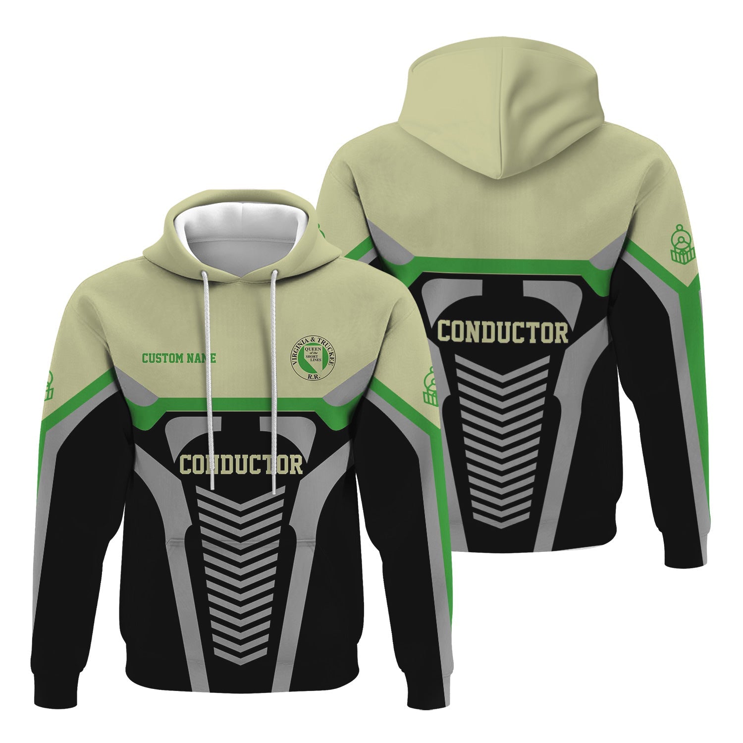 Railspirit Personalized Virginia & Truckee Railroad Hoodie Track-Inspired with Custom Job Position Train Zip Up Hoodie
