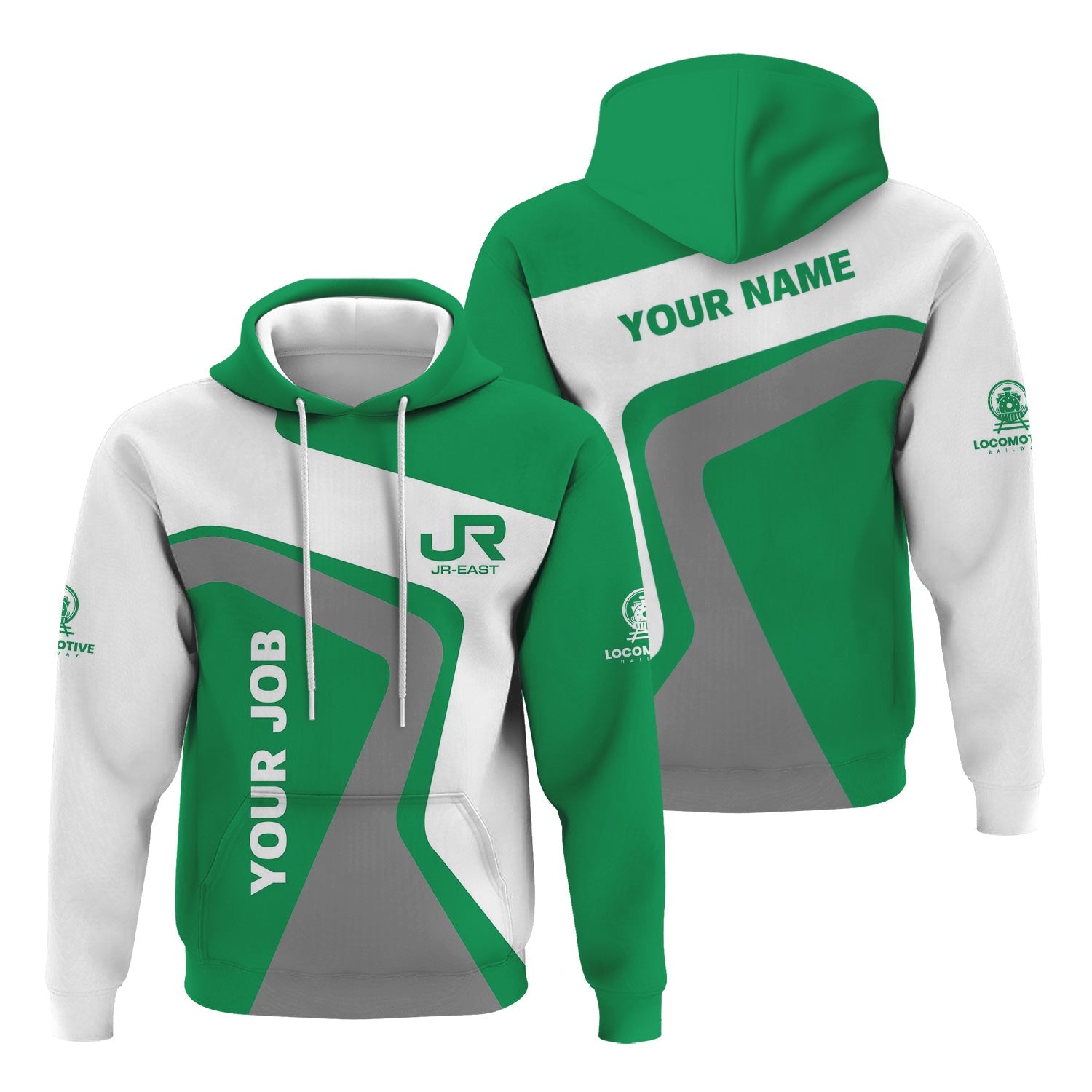 Railspirit Personalized East Japan Railway Hoodie Unique Design with Custom Job Position JR-EAST Train Zip Up Hoodie
