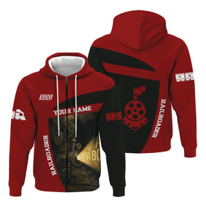 Railspirit Personalized Soo Line Railroad Hoodie All Aboard Steam Train Movie Projector Style Zip Up Hoodie