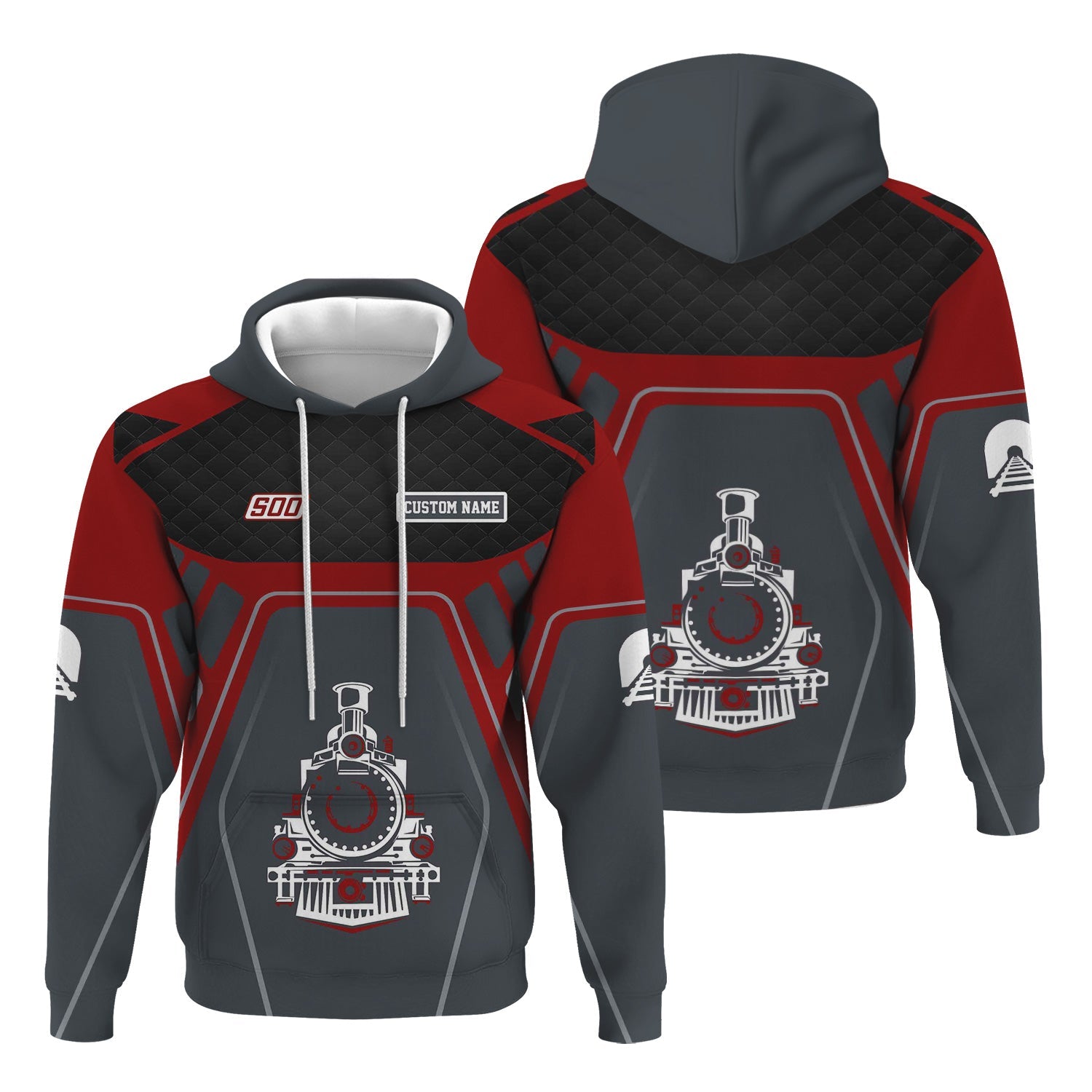 Railspirit Personalized Soo Line Railroad Hoodie Steam Locomotive Engine Graphic Train Zip Up Hoodie All Over Print