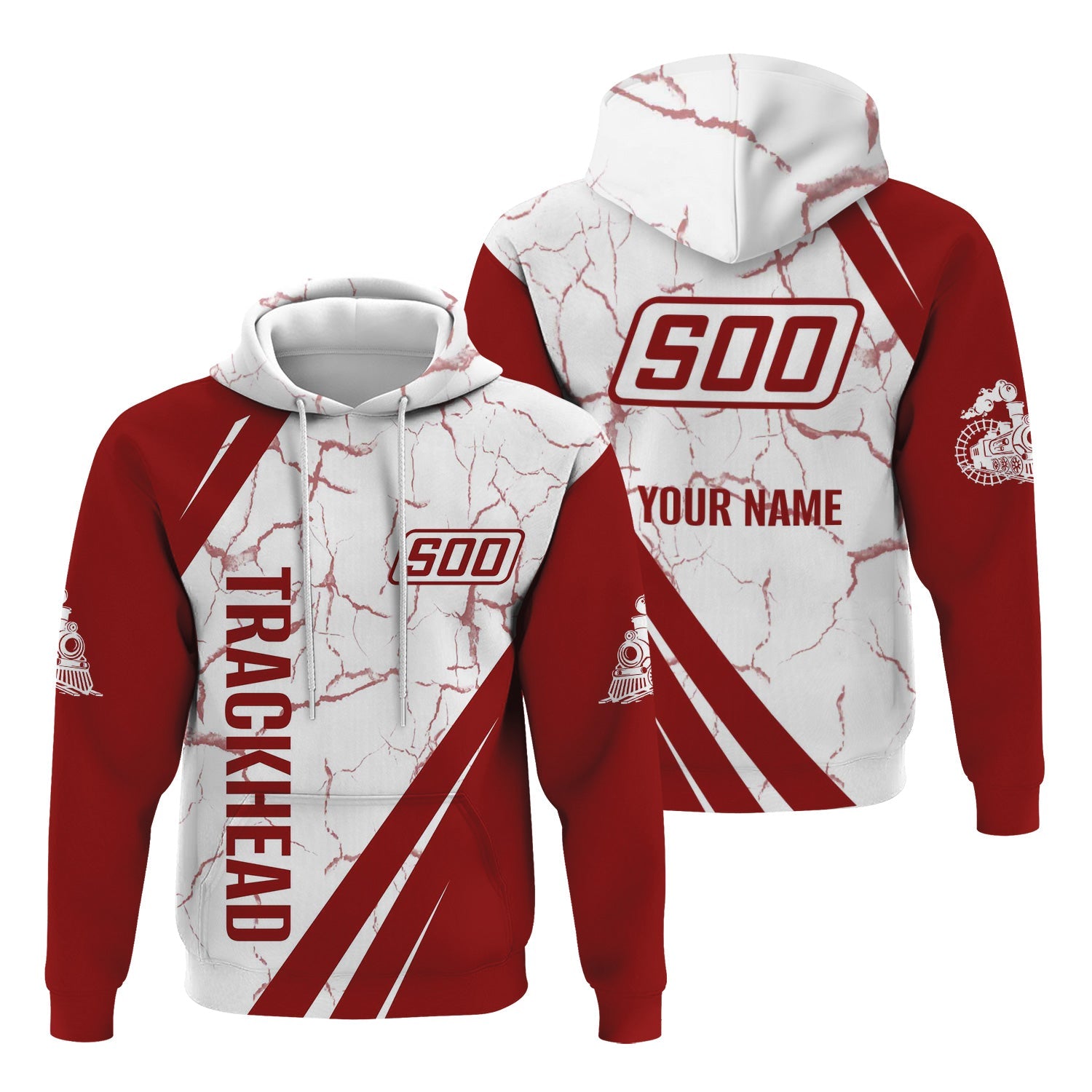 Railspirit Personalized Soo Line Railroad Hoodie Crackle Texture Style Train Zip Up Hoodie For Trackhead