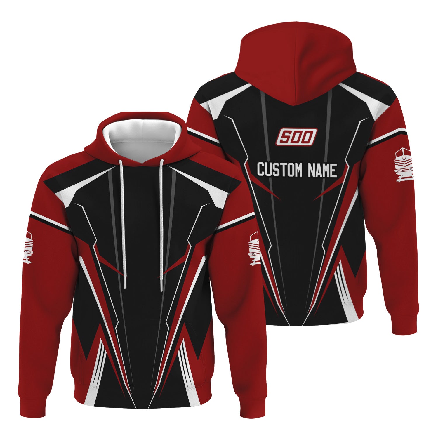 Railspirit Personalized Soo Line Railroad Hoodie Lightning-Edge Design Train Zip Up Hoodie For Railroad Lovers