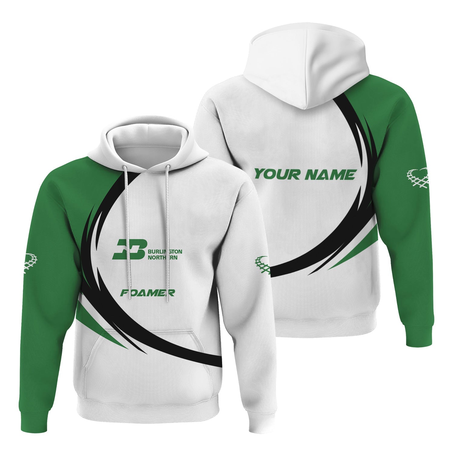 Railspirit Personalized Burlington Northern Railroad Hoodie Unique Graphic Style Zip Up Hoodie For Train Enthusiasts