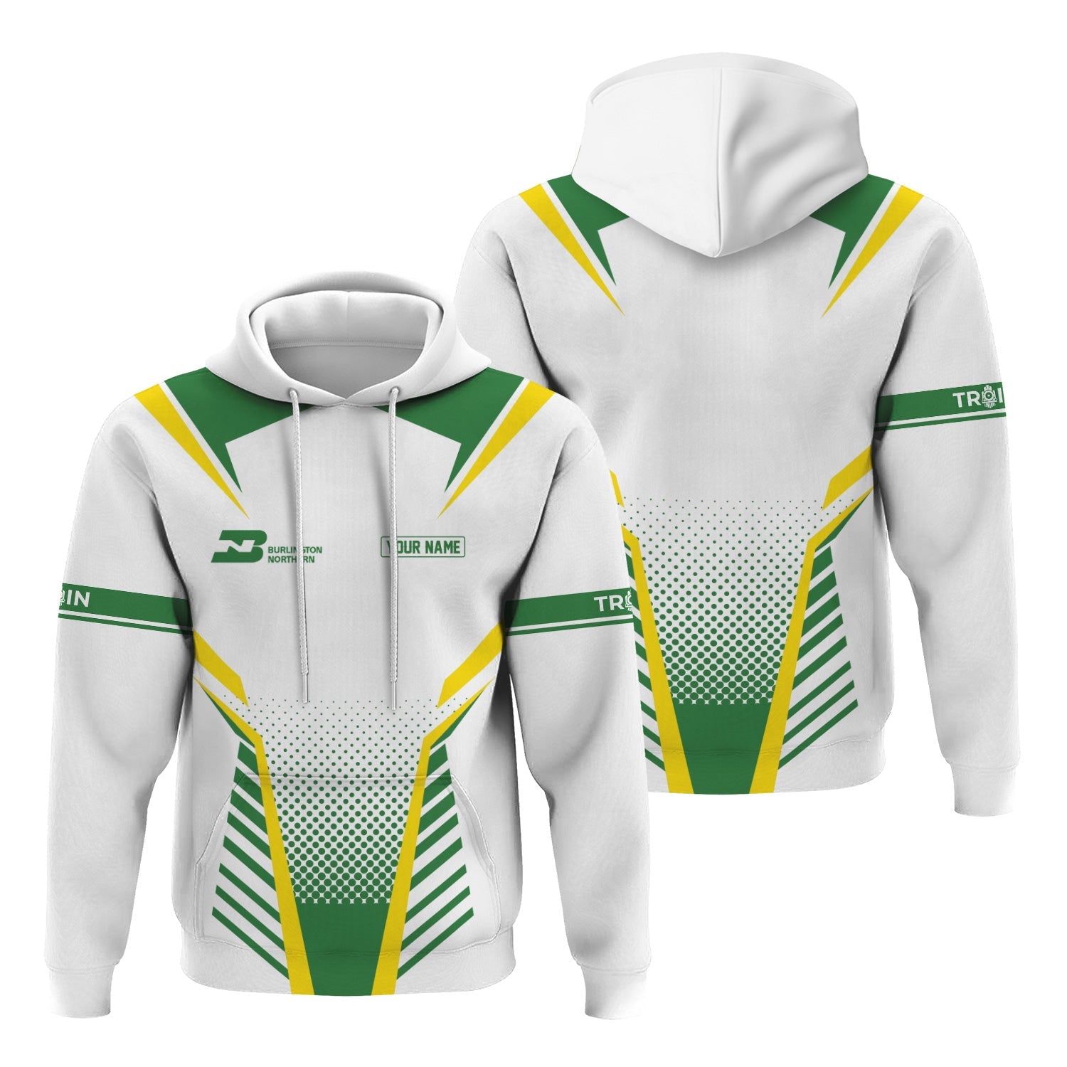 Railspirit Personalized Burlington Northern Railroad Hoodie Unisex Train Zip Hoodie All Over Print