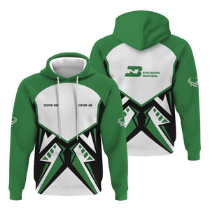Railspirit Personalized Burlington Northern Railroad Hoodie Vibriant Style with Custom Position Train Zip Up Hoodie
