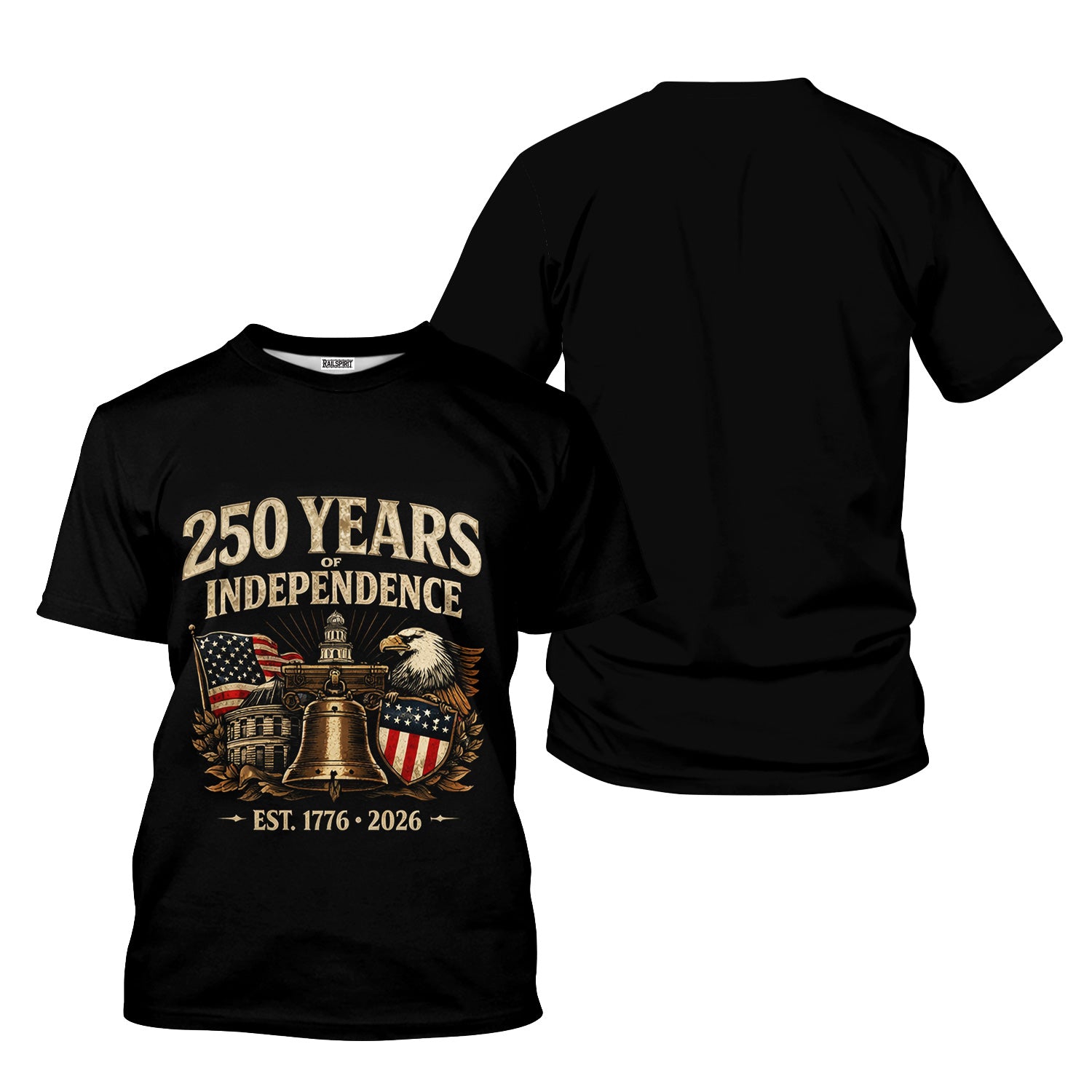 250 Years of Independence Shirt 1776–2026, Patriotic USA Eagle Liberty Bell T Shirt, 4th of July Gift for Men