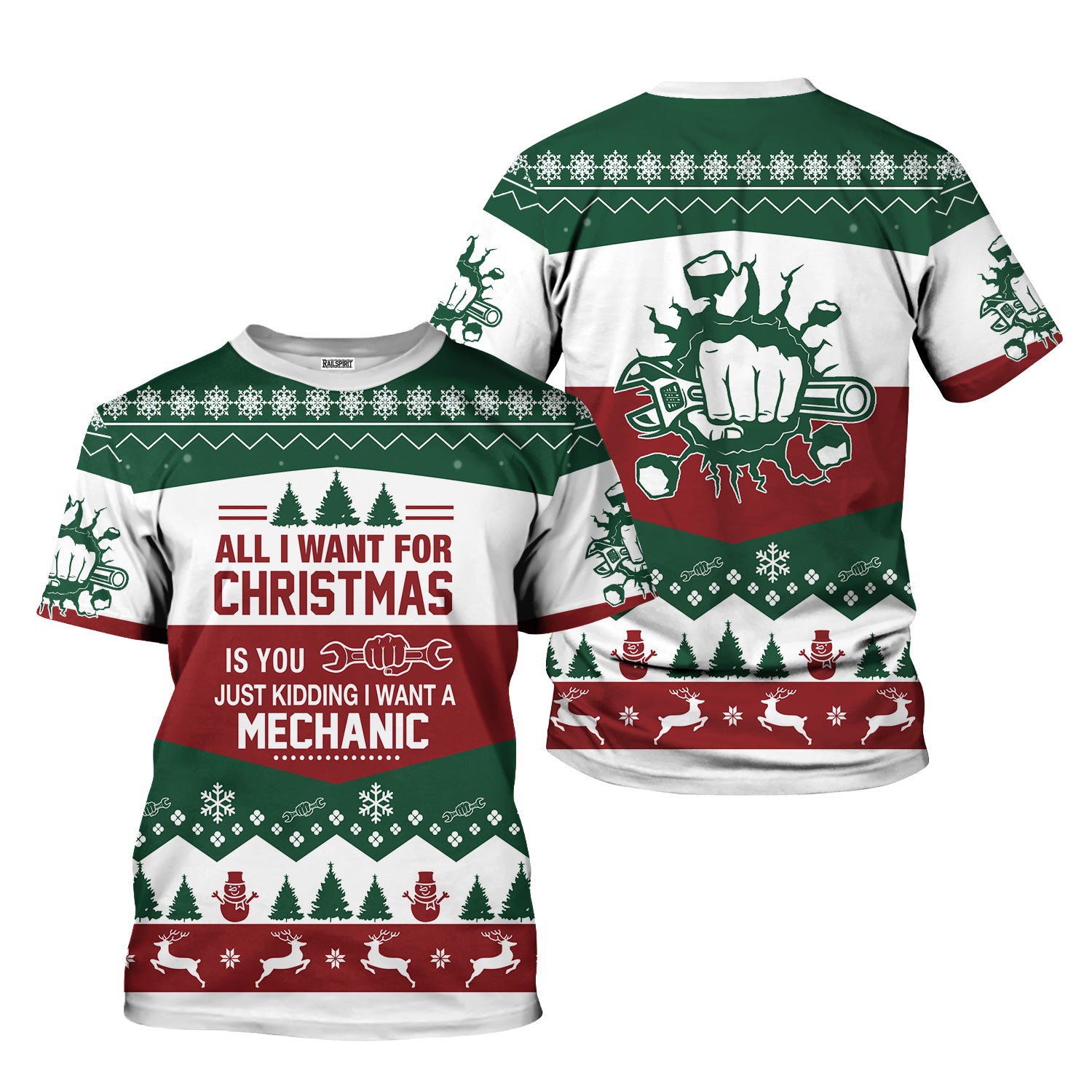 Mechanic Christmas T-Shirt, All I Want for Christmas Is You Just Kidding I Want a Mechanic Funny Holiday Hoodie for Auto Techs & Xmas Gifts