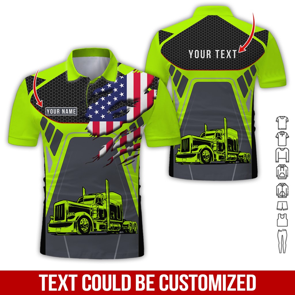 Custom Name and Proud Trucker Printed Clothes, Personalized Driver Gear