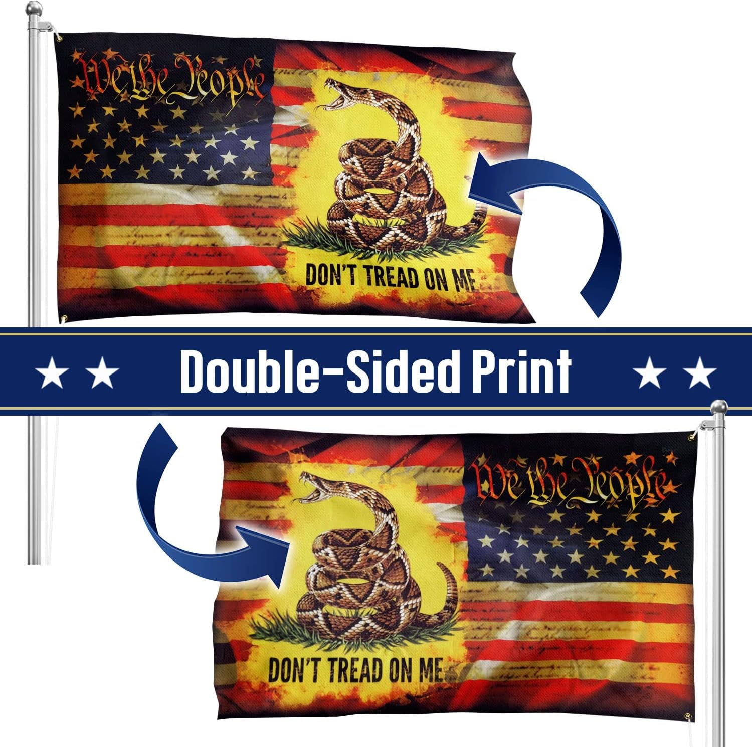 Don't Tread On Me House Flag We The People American Patriotic Garden Flag Decoration For Indoor Outdoor