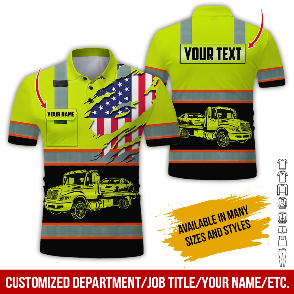 Customized Name and Car Hauler Truck 3D Printed Pocket Shirt, Great for Truck Fans