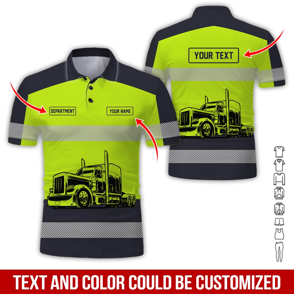 Customized Name and Love Truck Printed Clothes, Personalized Truck Driver Gear