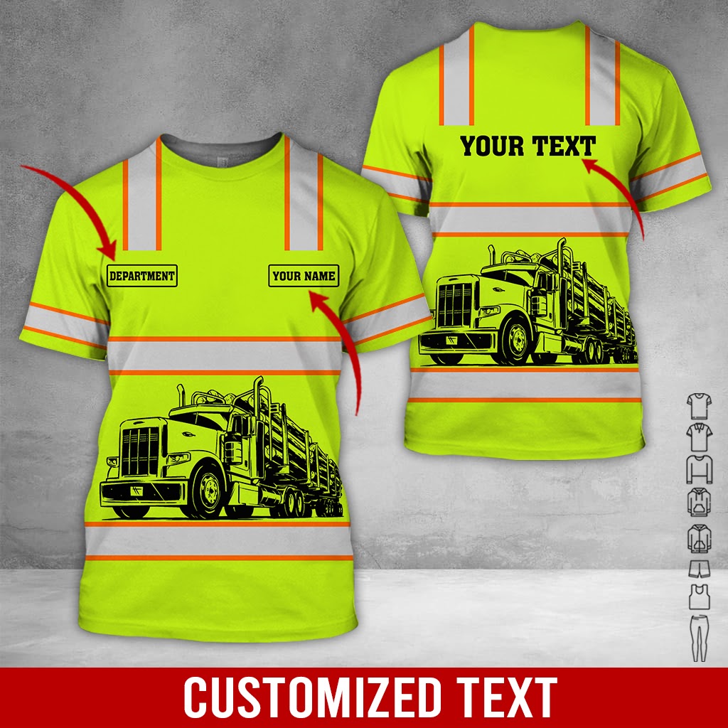 Customized Name Logging Truck Workwear Shirt, 3D Printed Graphics, Per ...