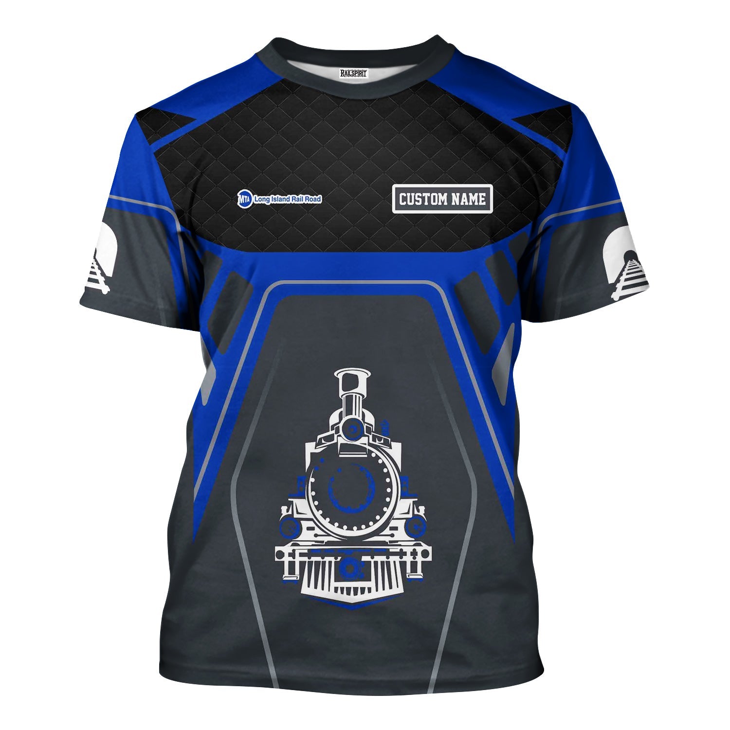 Railspirit Personalized Long Island Railroad T-Shirt Steam Locomotive Engine Graphic Train Shirt All Over Print