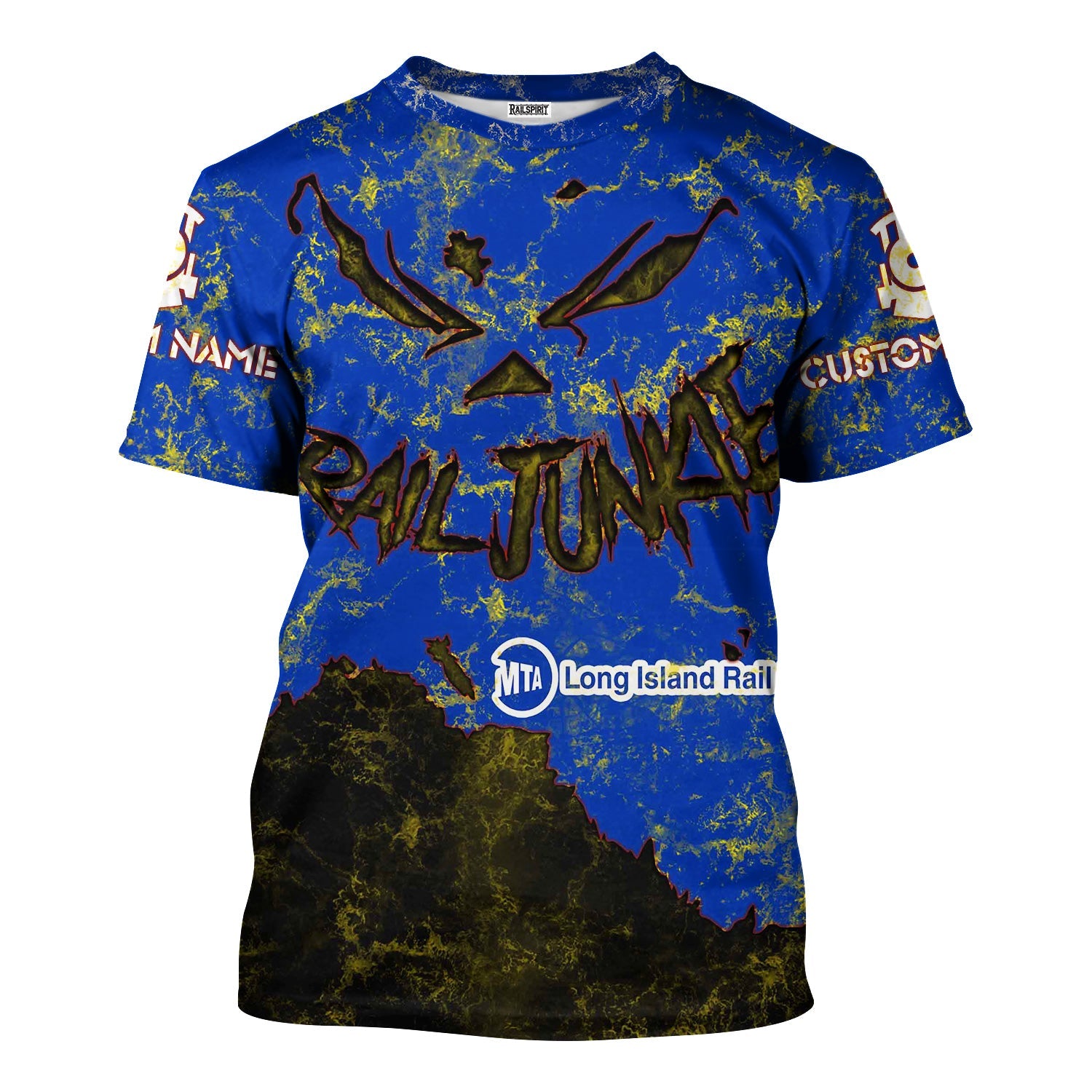 Railspirit Personalized Long Island Railroad T-Shirt Torn Graphic Style Train Shirt For Rail Junkie