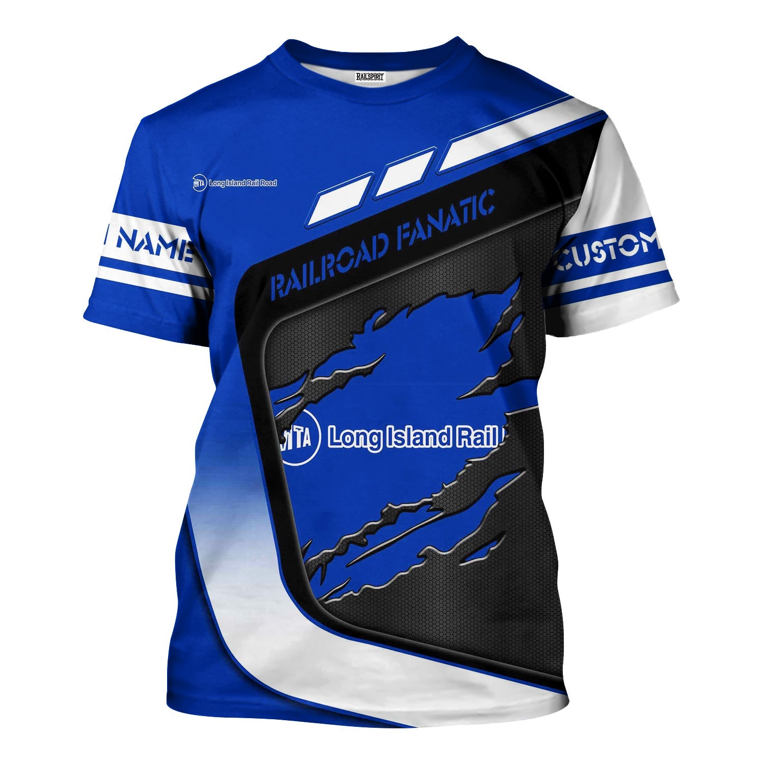 Railspirit Personalized Long Island Railroad T-Shirt Ripped Texture Style Train Shirt For Railroad Fanatic