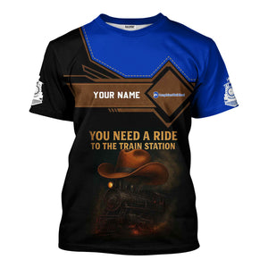 Railspirit Personalized Long Island Railroad T-Shirt You Need A Ride To The Train Station Shirt For Train Lovers