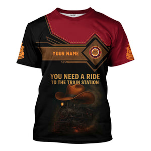 Railspirit Personalized Chicago Great Western Railroad T-Shirt You Need A Ride To The Train Station Shirt For Train Lovers