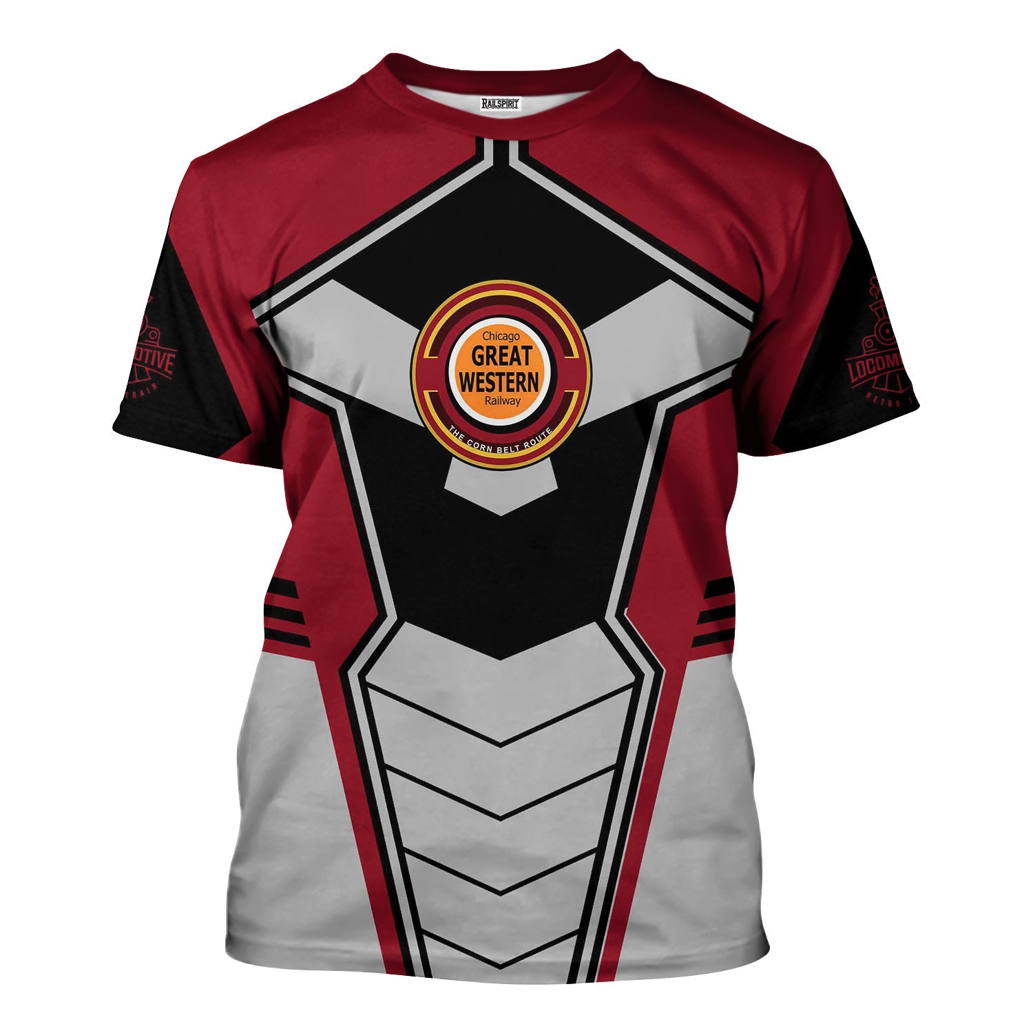 Railspirit Personalized Chicago Great Western Railroad T-Shirt Engine-Inspired Style Train Shirt for Railroad Fanatic