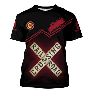 Railspirit Personalized Chicago Great Western Railroad T Shirt Railroad Crossing Printed Train Track Shirt