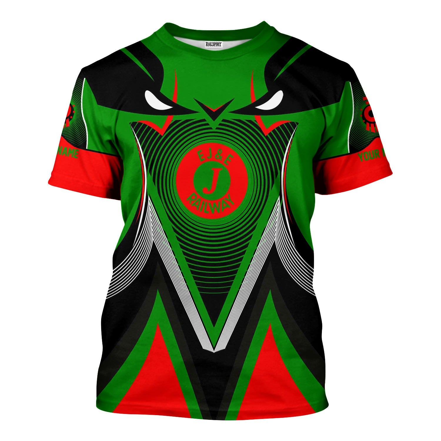 Railspirit Personalized Elgin Joliet And Eastern Railroad T-Shirt Vibrant Graphic Pattern Shirt For Train Enthusiasts