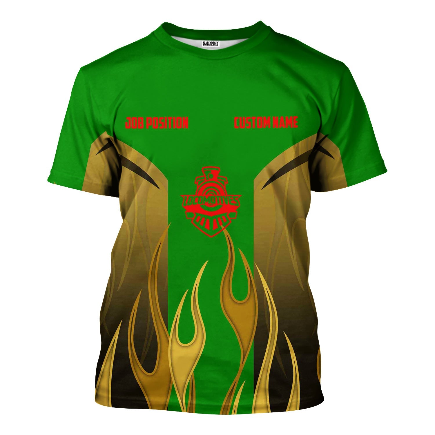 Railspirit Custom Name and Job Title Elgin Joliet And Eastern Railroad T-Shirt Flame Graphic Train Shirt