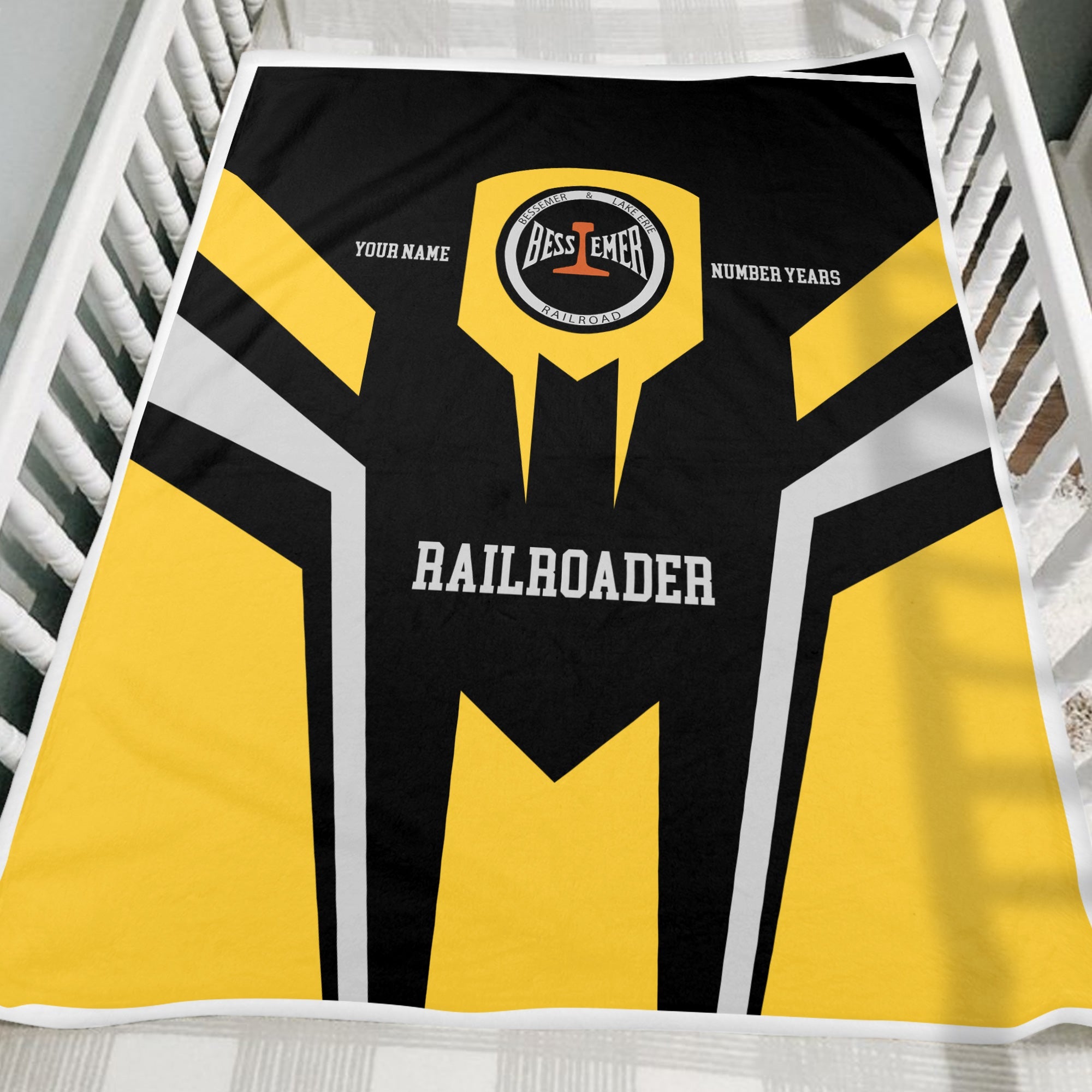 Railspirit Personalized Bessemer And Lake Erie Railroad Blanket Custom Year Railroader Gift Idea For Train Lover