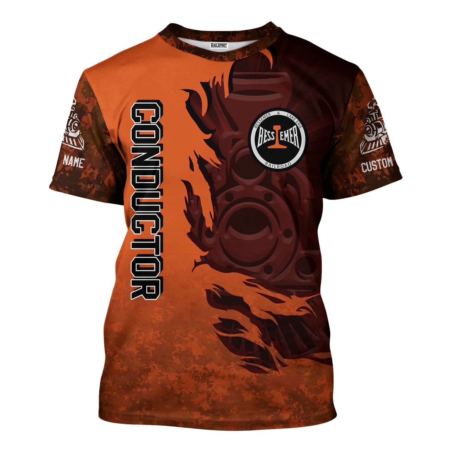 Railspirit Personalized Bessemer And Lake Erie Railroad T-Shirt Blazing Style with Custom Position Train Shirt