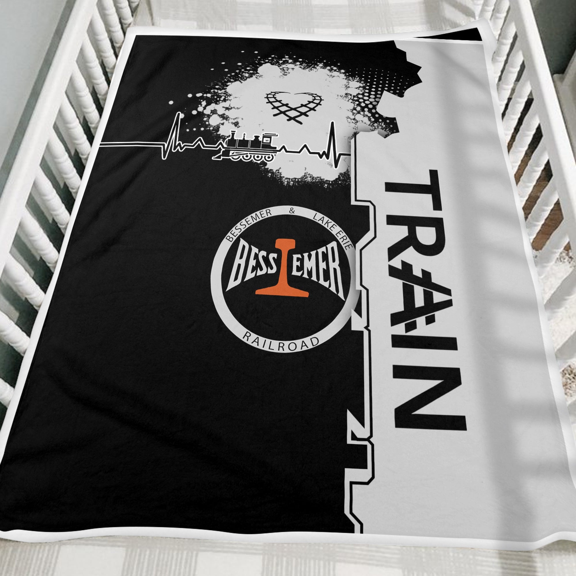 Railspirit Bessemer And Lake Erie Railroad Blanket Engine Heartbeat and Track Love Style Blanket Gift Idea For Train Lovers