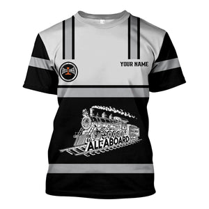 Railspirit Custom Name Bessemer And Lake Erie Railroad T Shirt Eat Train Sleep Repeat Printed Train Shirt