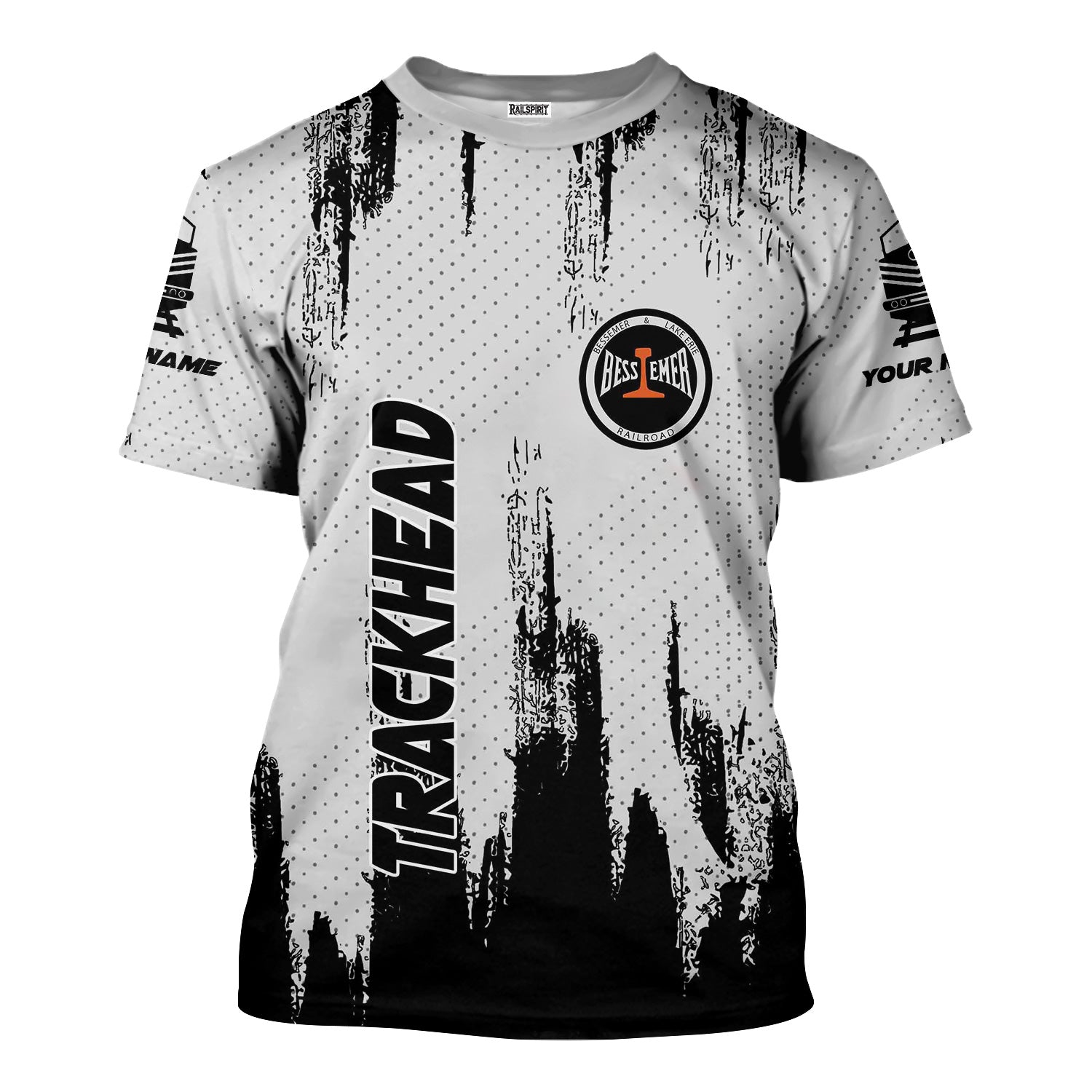 Railspirit Personalized Bessemer And Lake Erie Railroad T-Shirt Paint Impact Design Train Shirt for Trackhead