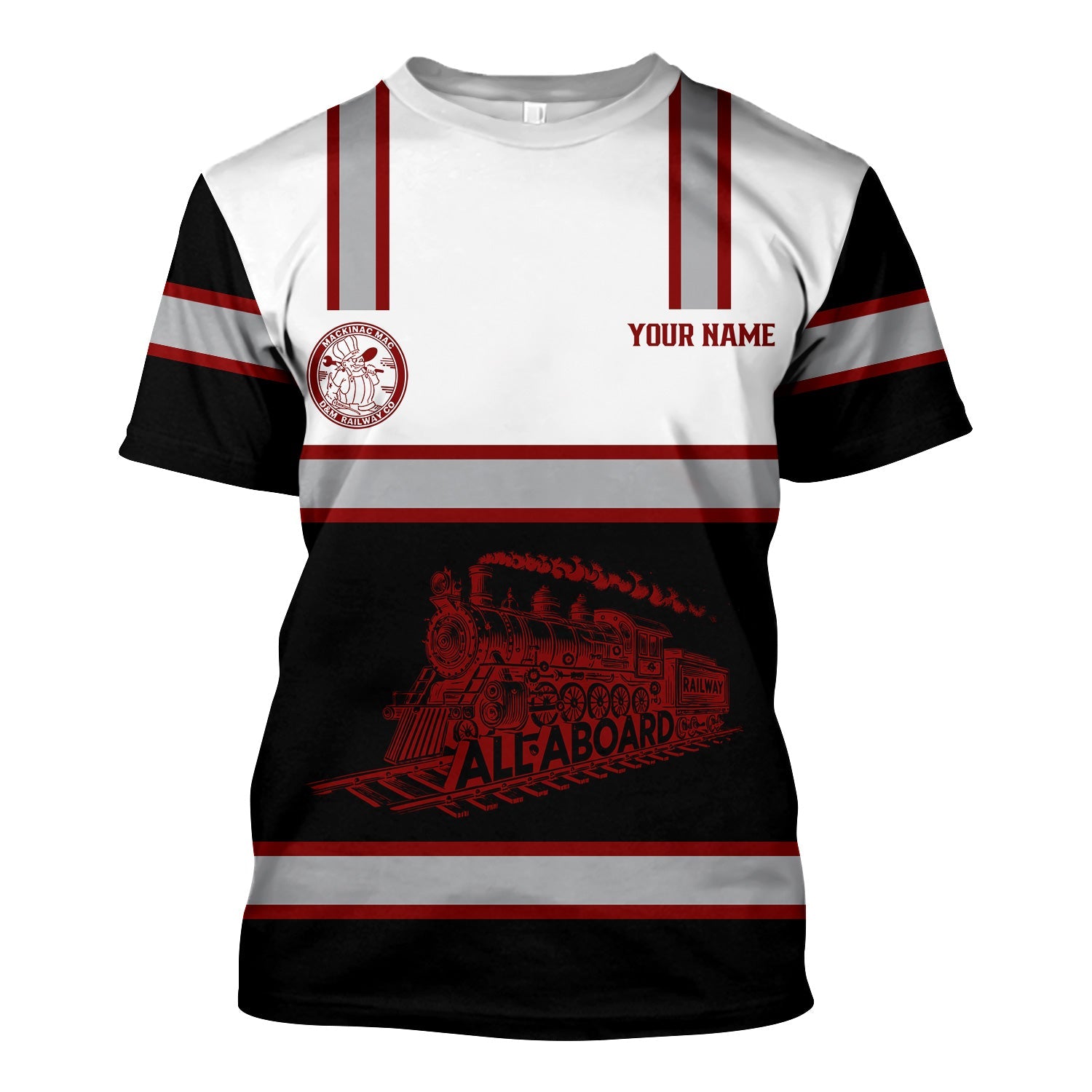 Railspirit Custom Name Detroit & Mackinac Railroad T Shirt Eat Train Sleep Repeat Printed Train Shirt