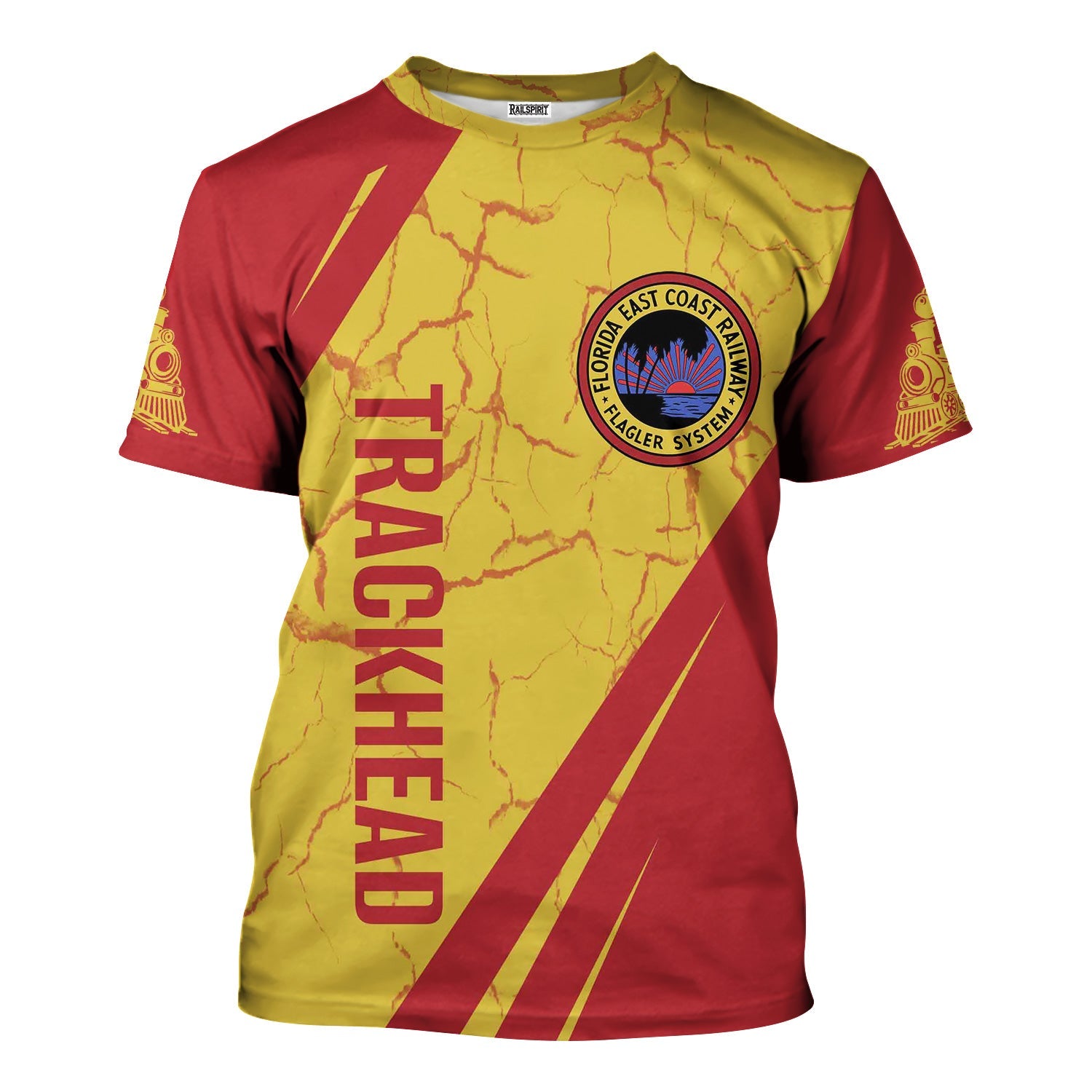 Railspirit Personalized Florida East Coast Railway T-Shirt Crackle Texture Style Shirt For Trackhead