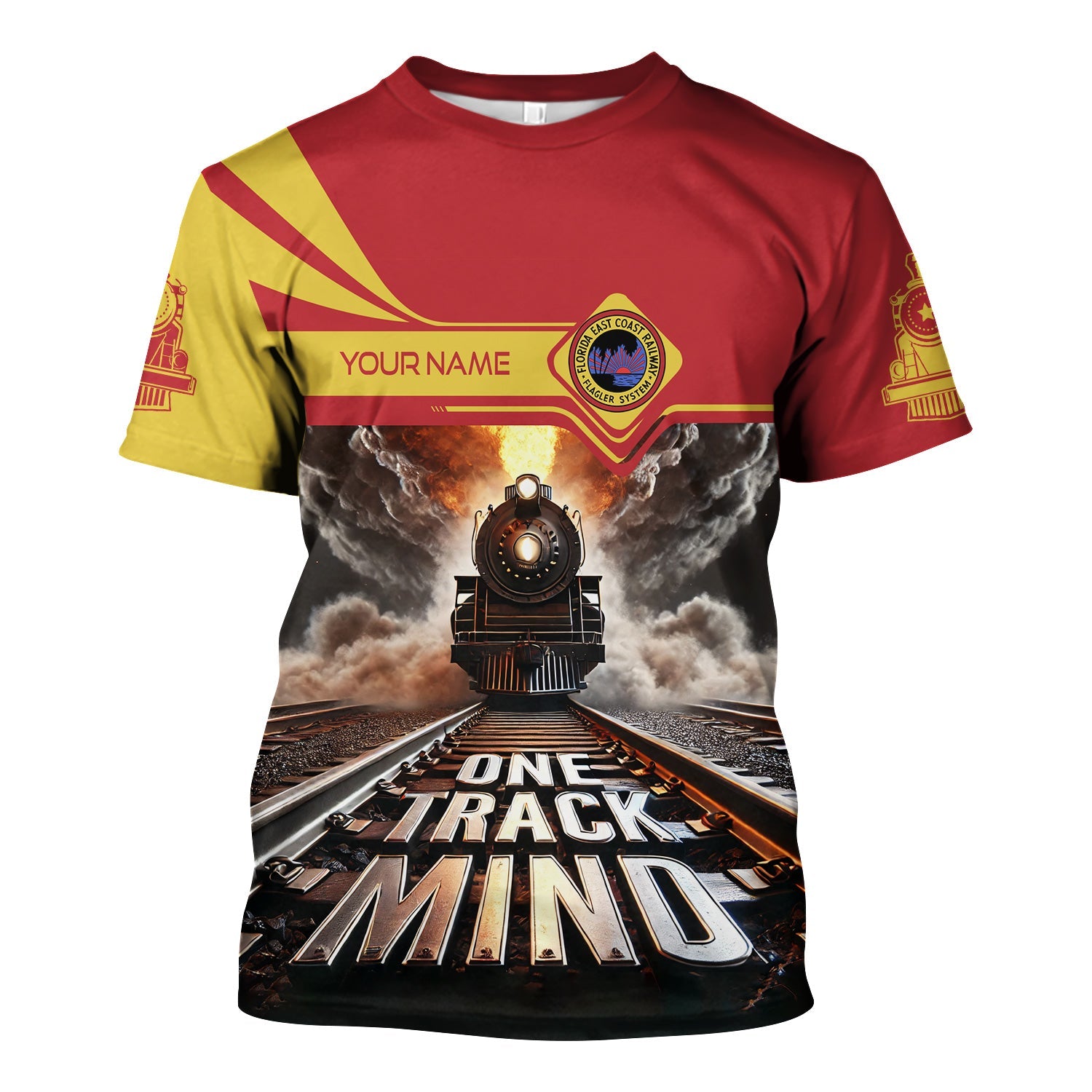 Railspirit Personalized Florida East Coast Railway T Shirt One Track Mind Train Printed Shirt