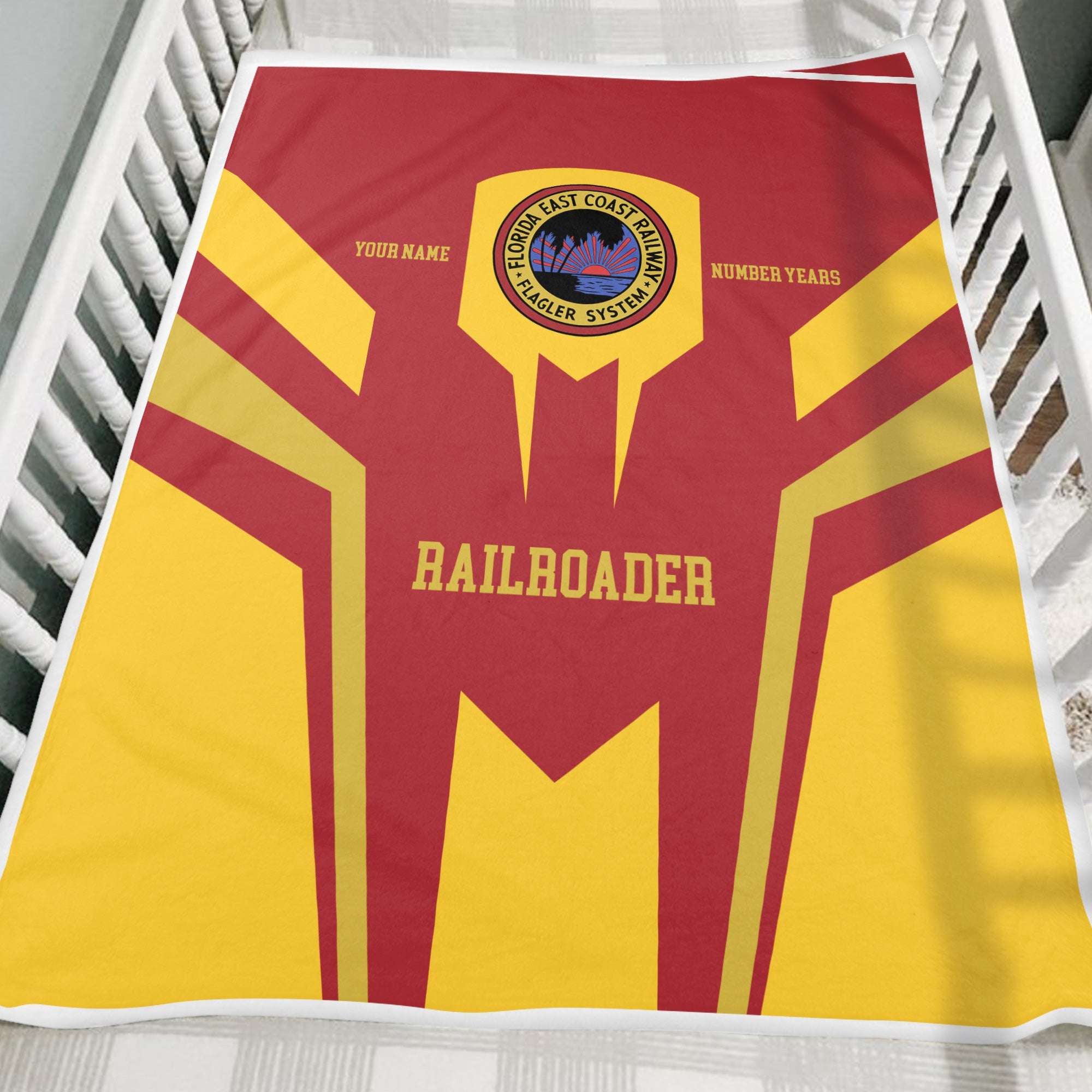 Railspirit Personalized Florida East Coast Railway Blanket Custom Year Railroader Gift Idea For Train Lover