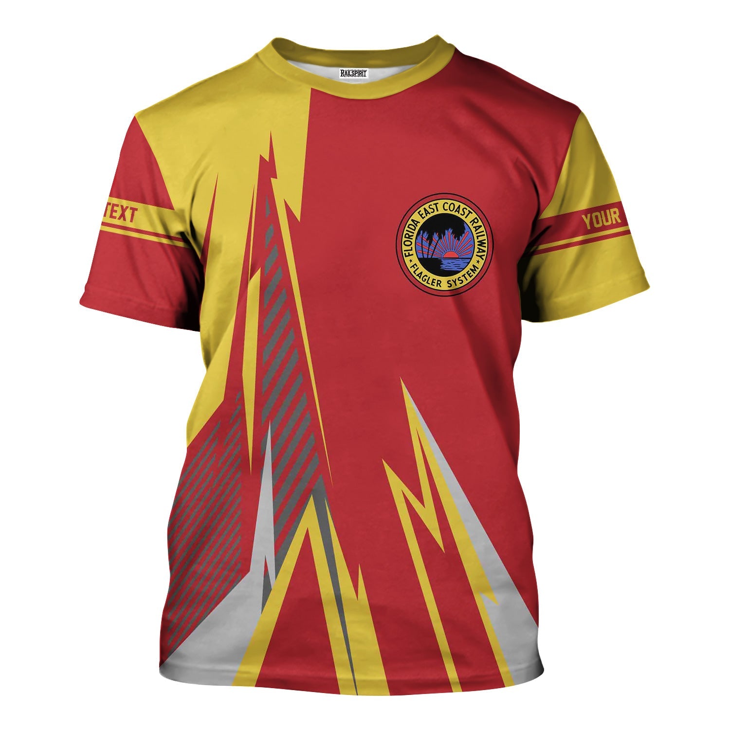 Railspirit Personalized Florida East Coast Railway T-Shirt Lightning-Inspired Railway Style Shirt For Train Lovers