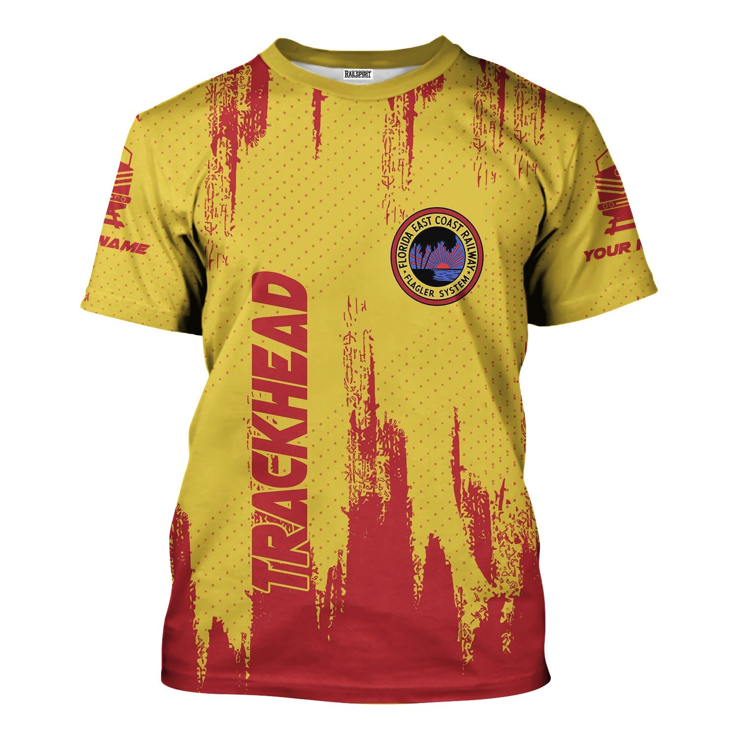 Railspirit Personalized Florida East Coast Railway T-Shirt Paint Impact Design Train Shirt for Trackhead